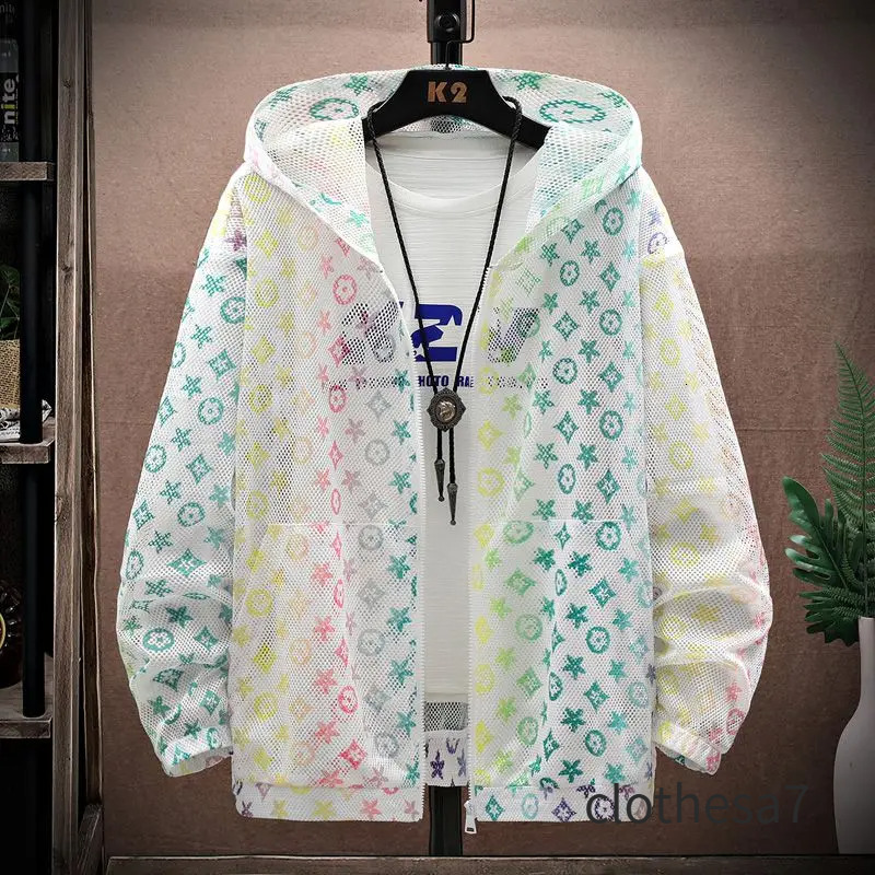 New men's summer hollow jacket trendy youth breathable ultra-thin sunscreen outdoor clothing