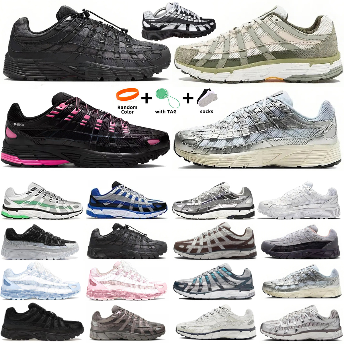 p6000 trainers running shoes 6000 men black white women Premium Metallic Cool Grey University Blue Gold Outdoor Travel Mesh sports Fast delivery size 36-45 WORLD CUP