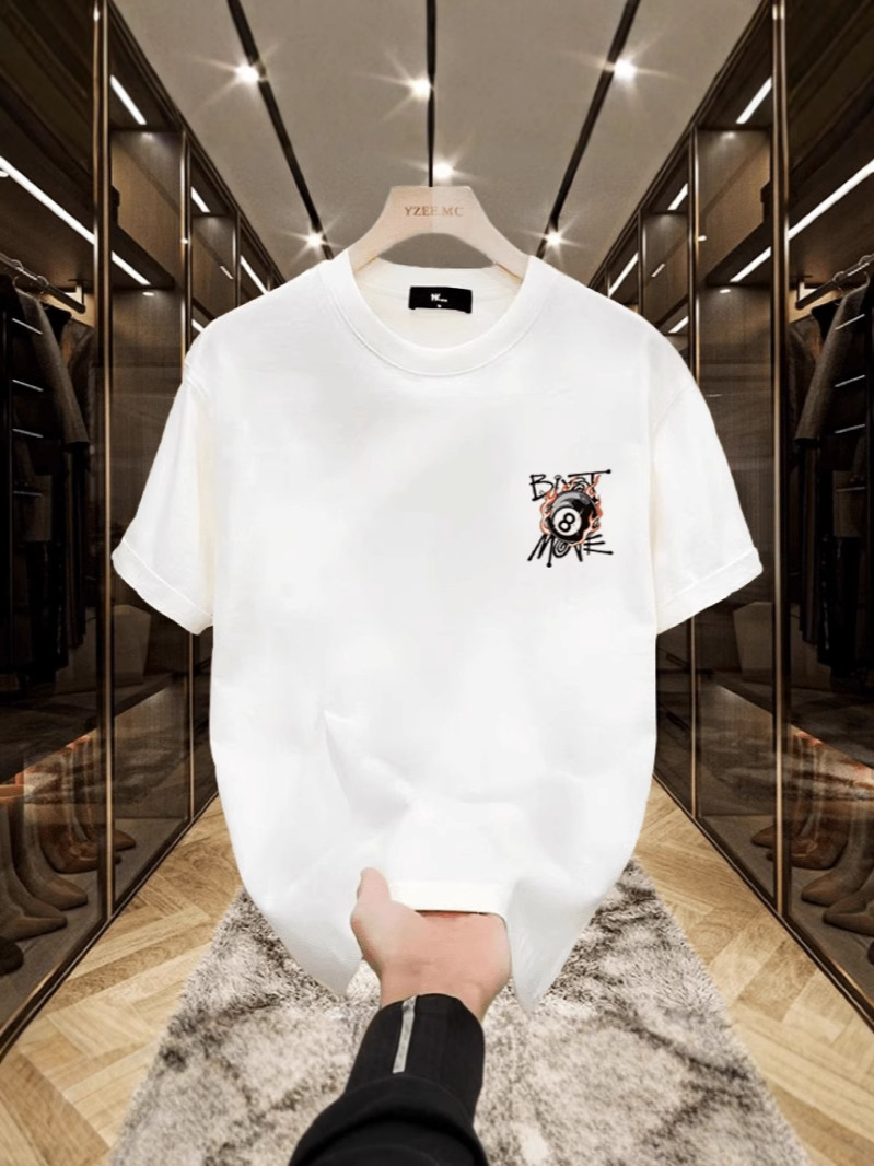 Men's American Street Hip-Hop Tees | INS Trendy Billiards Print High-Street Short-Sleeve T-Shirts