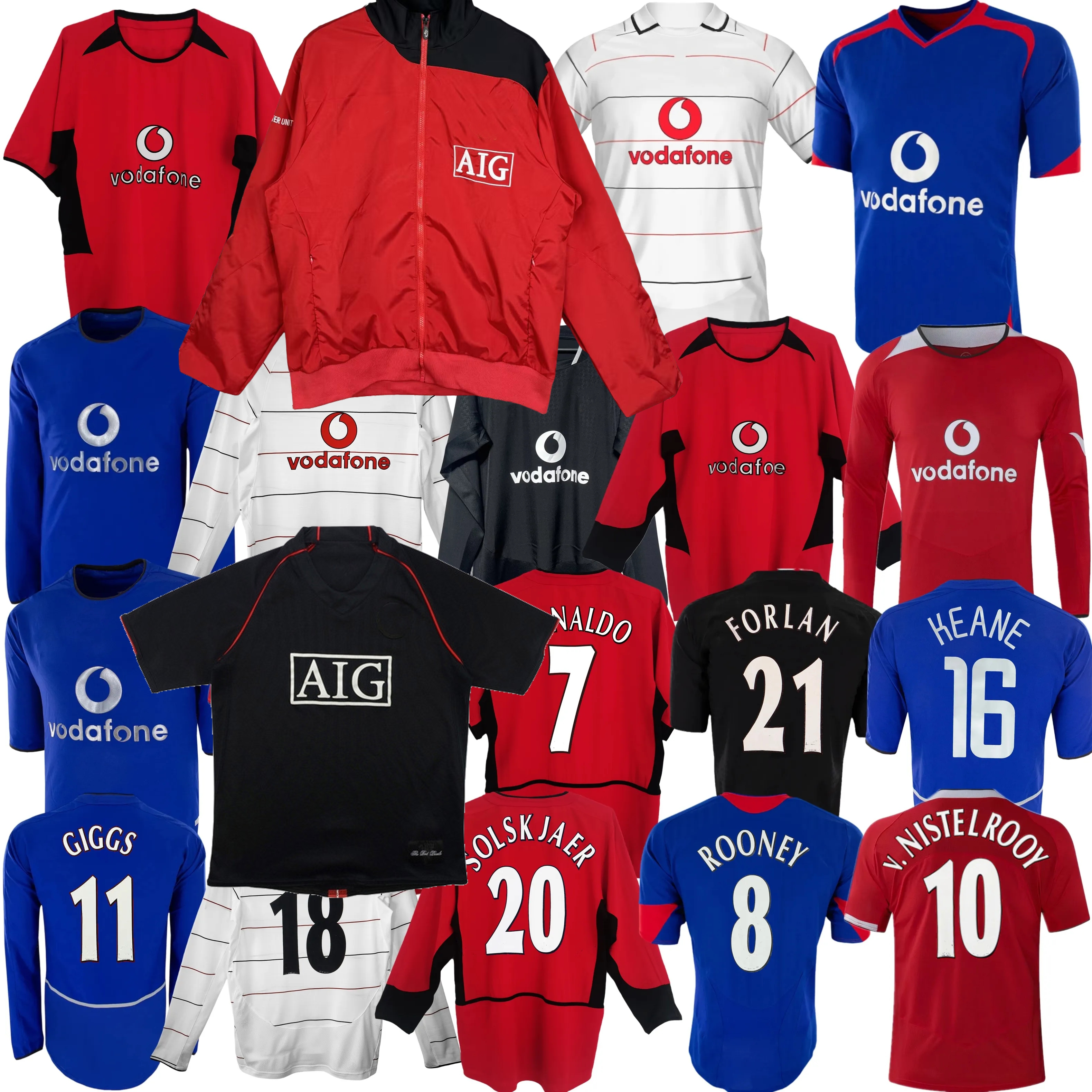 1998 99 2000 02 03 04 05 06 07 08 09 2010 11 12 13 14 Ronaldo Rooney v.NISTELROOY Giggs retro classic soccer jerseys Nani Scholes Vidic SOLSKJAER UnitedS football shirt