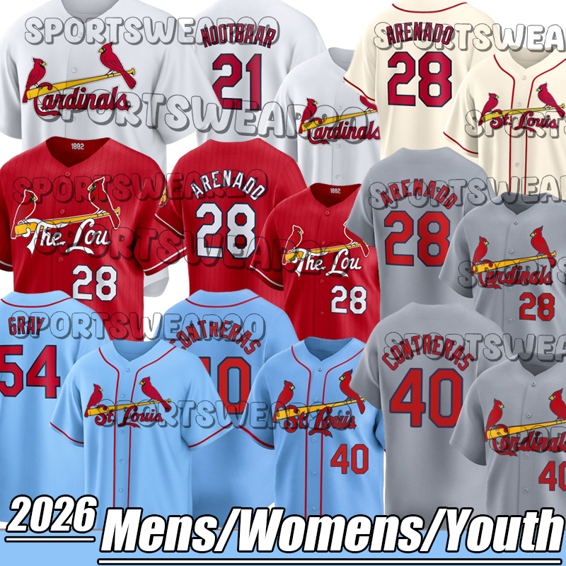 St. Louis Cardinal Jersey #28 Nolan Arenado #40 Willson Contreras Lars Nootbaar Nolan Gorman Jordan Walker 2026 city custom Baseball Jersey