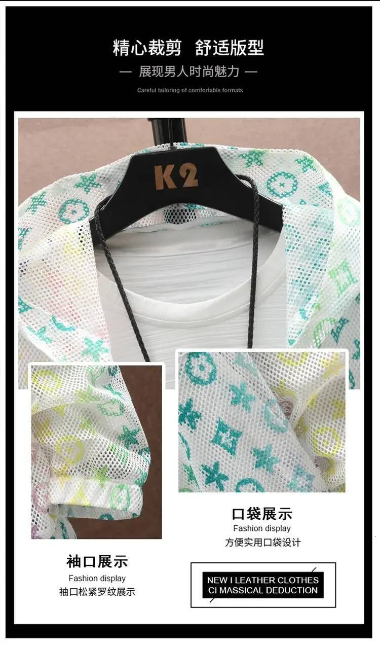 New men's summer hollow jacket trendy youth breathable ultra-thin sunscreen outdoor clothing
