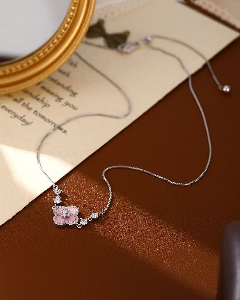 designer jewelry women Four Leaf Clover Pendant Adorned with Sparkling Cubic Zirconia Stones - view 7