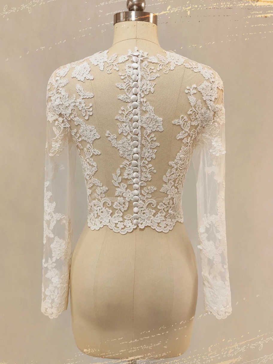 Graceful Wedding Jacket Bridal Bolero Long Sleeve Appliques Bridal Shawl Customized Wedding Accessories
