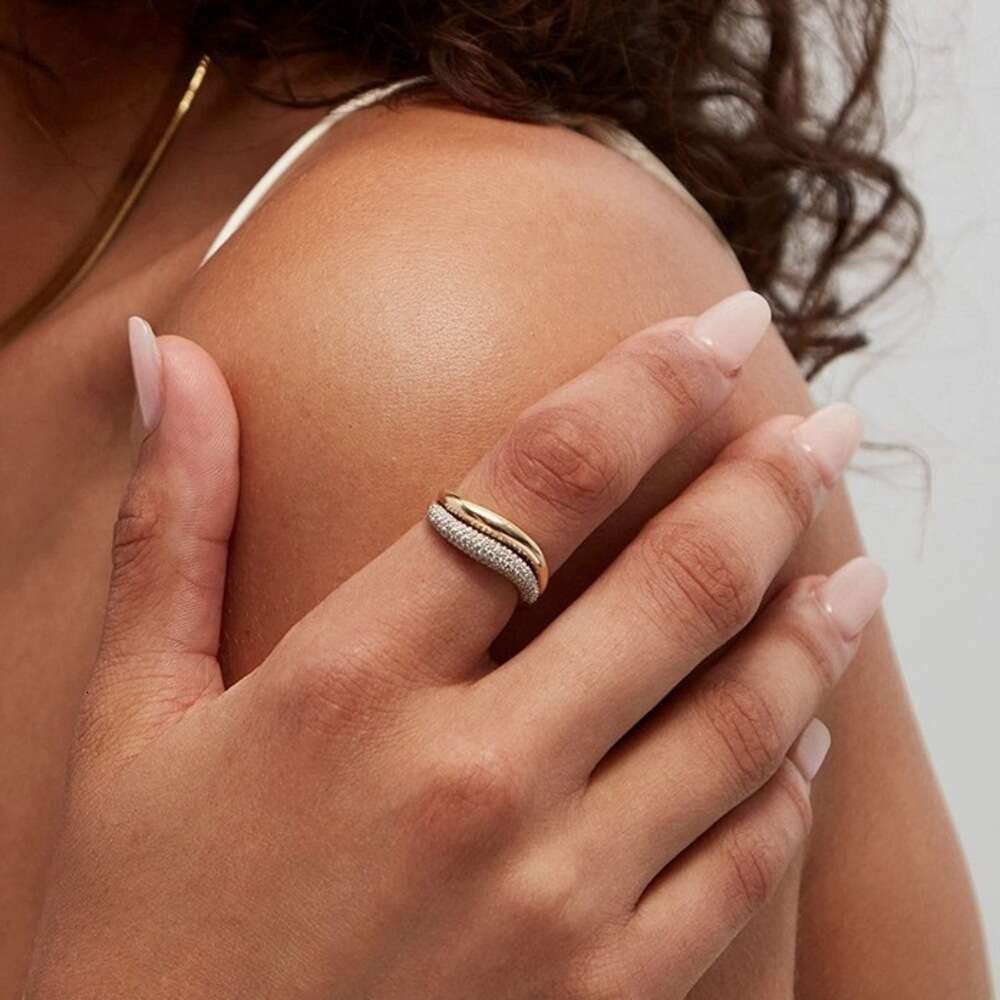 Ring Women Non Tarnish Dainty 14K Gold Plated Stacking Cubic Zirconia Thumb Ring Set Trendy Statement Chunky Band Promise Engagement Band Rings Size 6