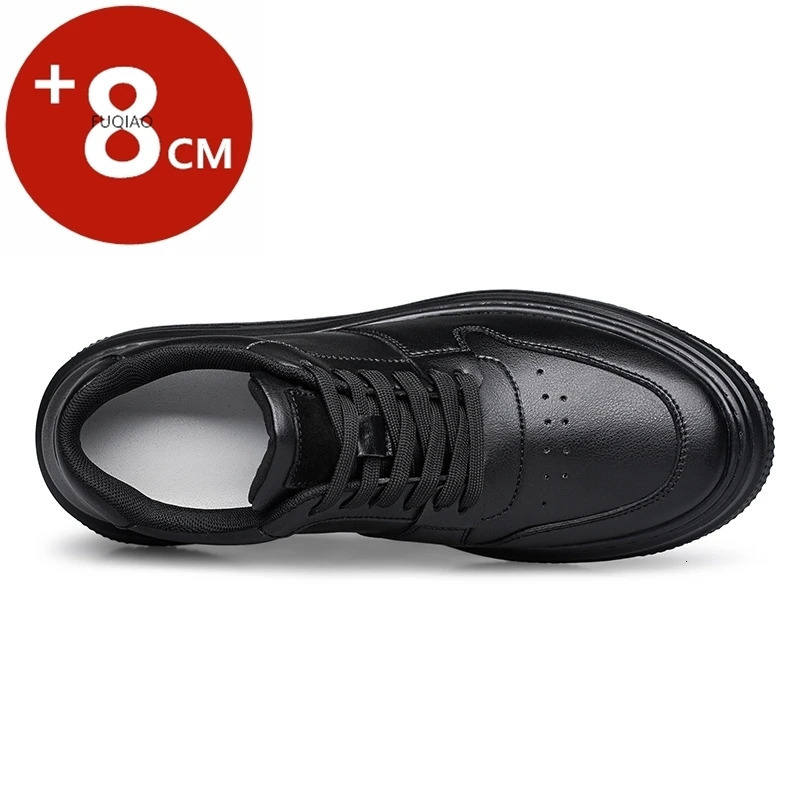 Fashion Leather Elevator Sneakers Men Comfortable Breathable Casual Shoes Height Increase Insole 8cm Lift Men Shoes 260408