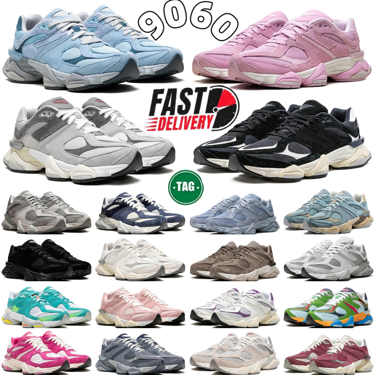 designer shoes 9060 men women running shoes Sea Salt White Triple Black Leather Brown Pink Blue Red Mens Trainers Outdoor Sneakers 35-45 with box