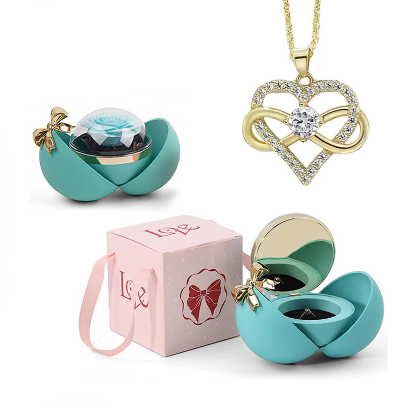 I Love You Pendant Necklace With Bowknot Globular Gift Box Suitable For Girlfriend Birthday And Mother Day Jewelry 260408