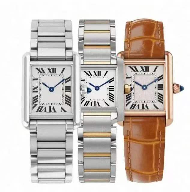 U1 Top-grade AAA Fashion Women Watch Quartz Movement Sier Lady Square Tank Watches Stainless Steel Original Clasp Casual Montre De Luxe Wristwatches