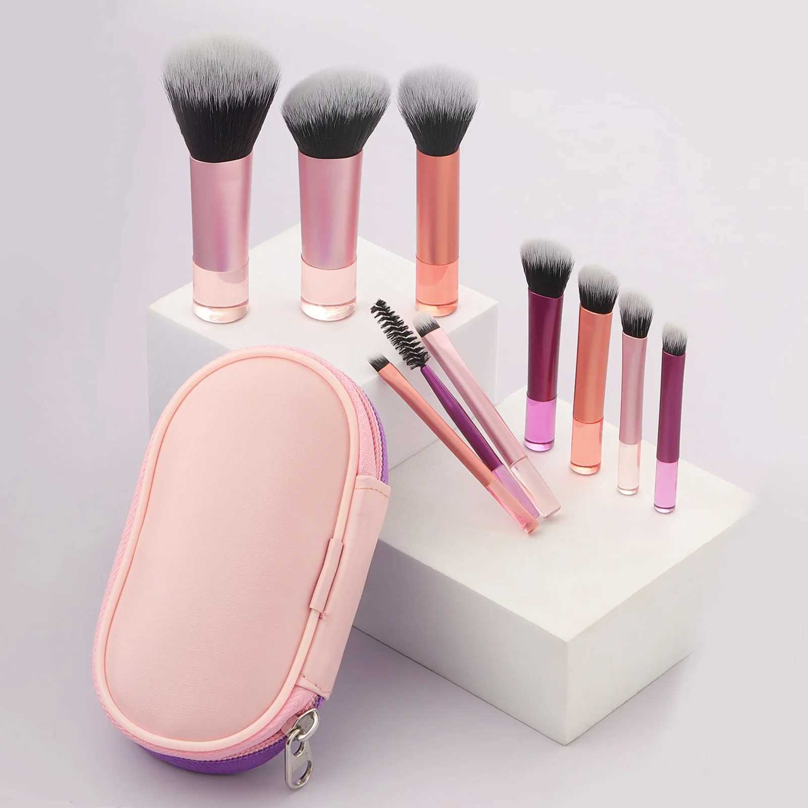 10pcs Makeup Brush SetsPlastic mini with bag multifunctional Makeup Brush at home or On-the-Go Brush Professional Makeup tool Z260408