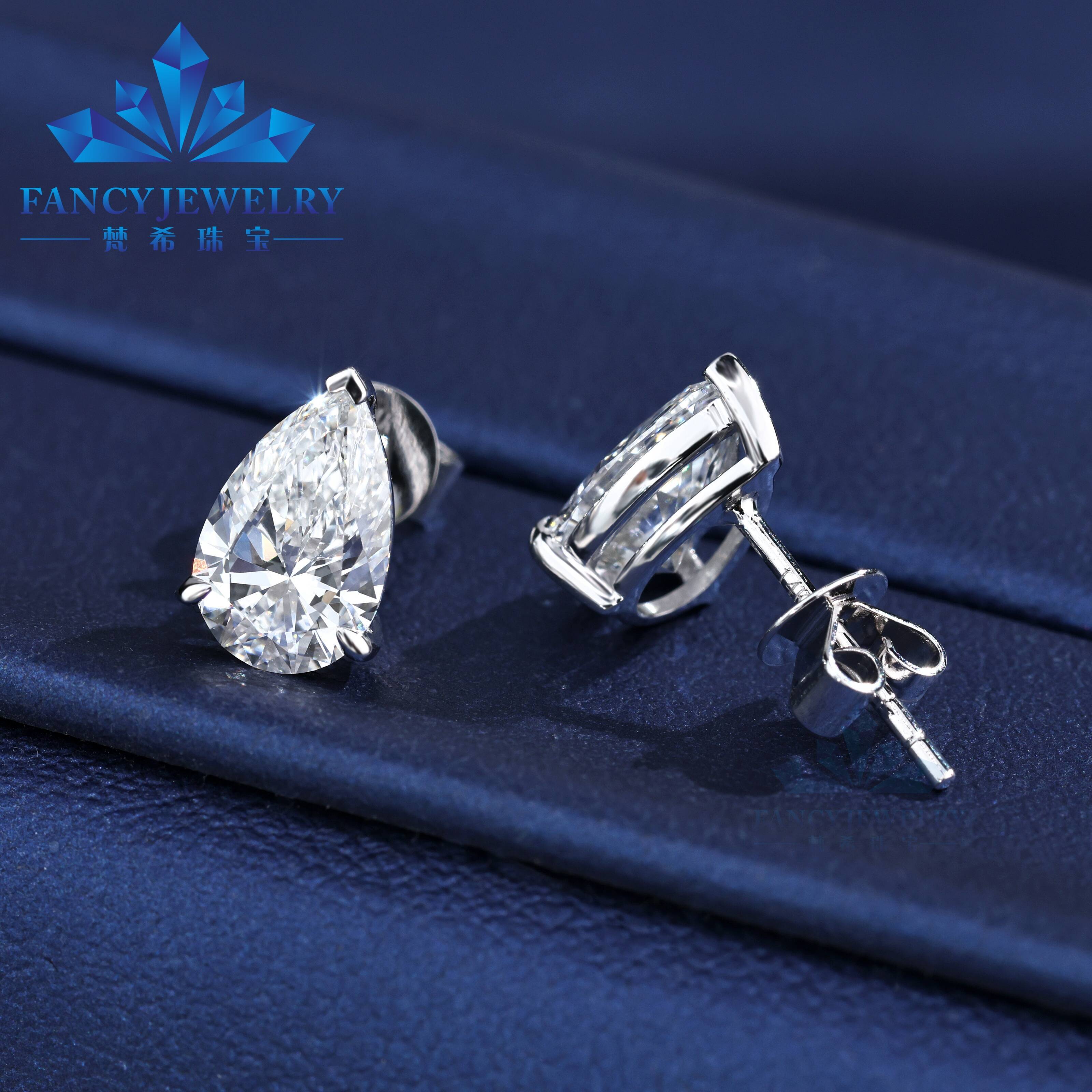 Factory Custom Fine Jewelry Earrings IGI Certificate Lab Grown Diamond Pear Cut 14K Solid Gold Stud Earrings for Engagement