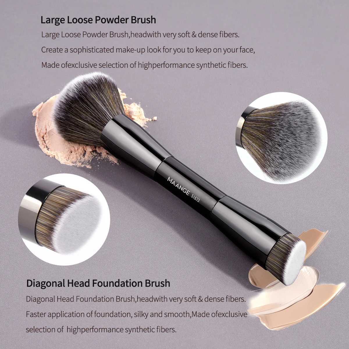 MAANGE 7pcs/set Flawless Makeup Brush Double Ended Foundation Brush for Blending Liquid Cream Powder Soft Dense Hair Makeup Tool Z260408