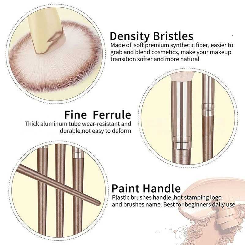 7/15Pcs Professional Cosmetics Makeup Brushes Powder Eye Shadow Foundation Contour Blusher Brown Beauty Tool For Women Z260408