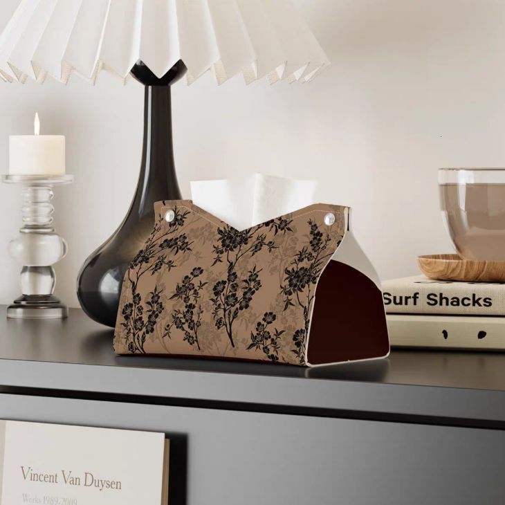 Tissue Box Simple Retro Floral Light Luxury For Living Room Bedroom Dormitory Office Decoration Storage