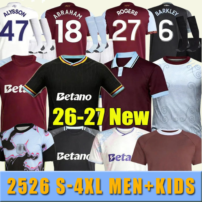 2027 16-4XL Astons villla soccer jerseys Long sleeves SANCHO BAILEY MALEN home away third 2025 2026 McGINN ONANA WATKINS KONSA MARTINEZ kids kit football shirt