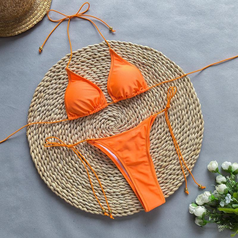 Women's Swimwear Sexy Orange Triangle Bikini Top And Bottoms With Sarong Perfect For Beach Wear Pool Parties Summer Getaways Vacation