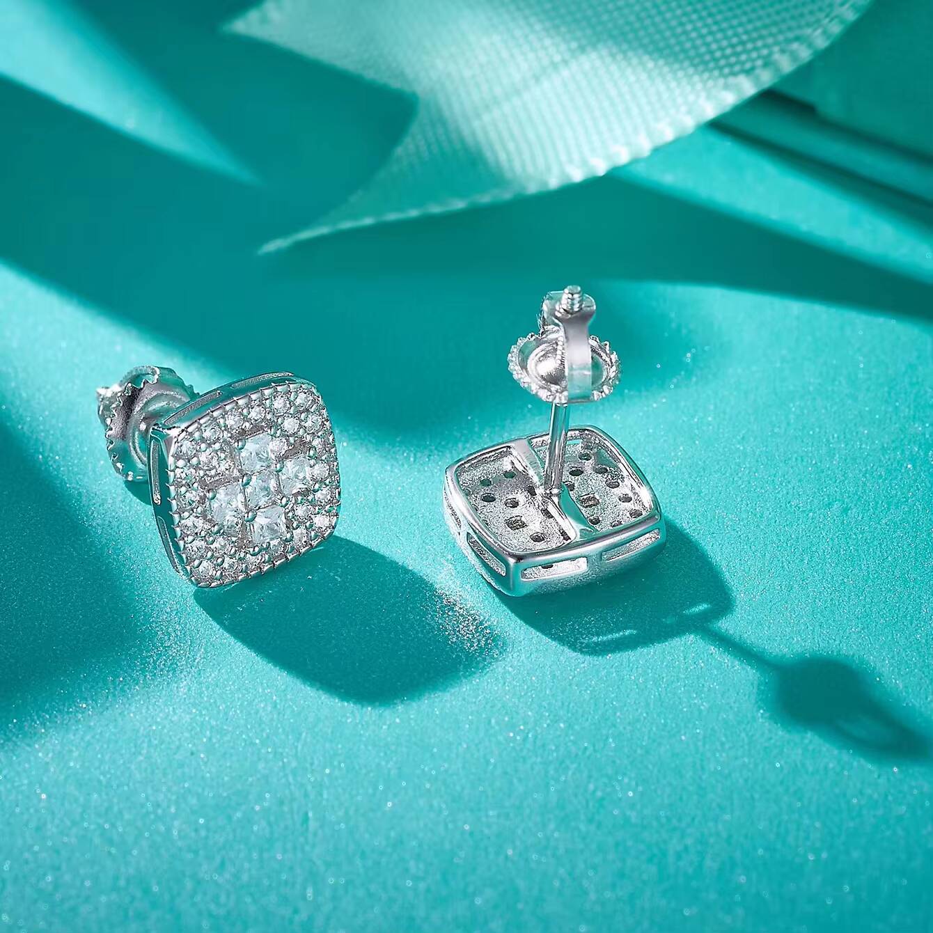 Luxury Lab Grown Diamond GEM Earrings Custom Rhodium S925 Sterling Silver Fine Moissanite Women Stud Earrings
