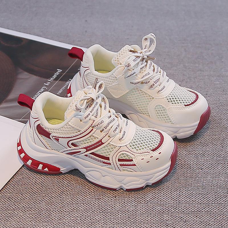 Little Kids Breathable Mesh Chunky Sneakers Fashion Casual Boys Girls Lightweight Anti-Slip Soft Sole Platform Dad Shoes for School Running Sports Out