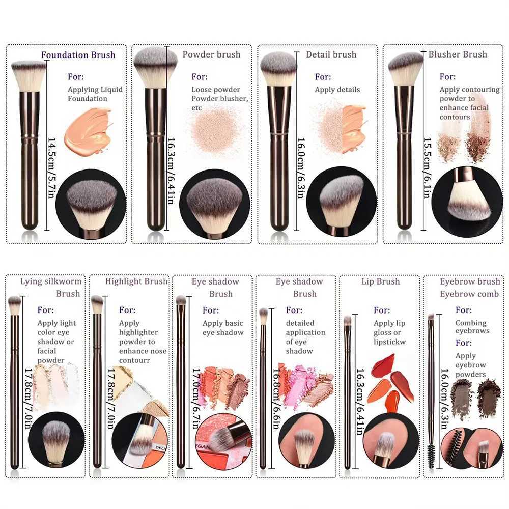 10pcs Makeup Brush Set Foundation Powder Blush Concealer Eye Shadow Professional Cosmetic Kit with Travel Case for Women Girl G Z260408