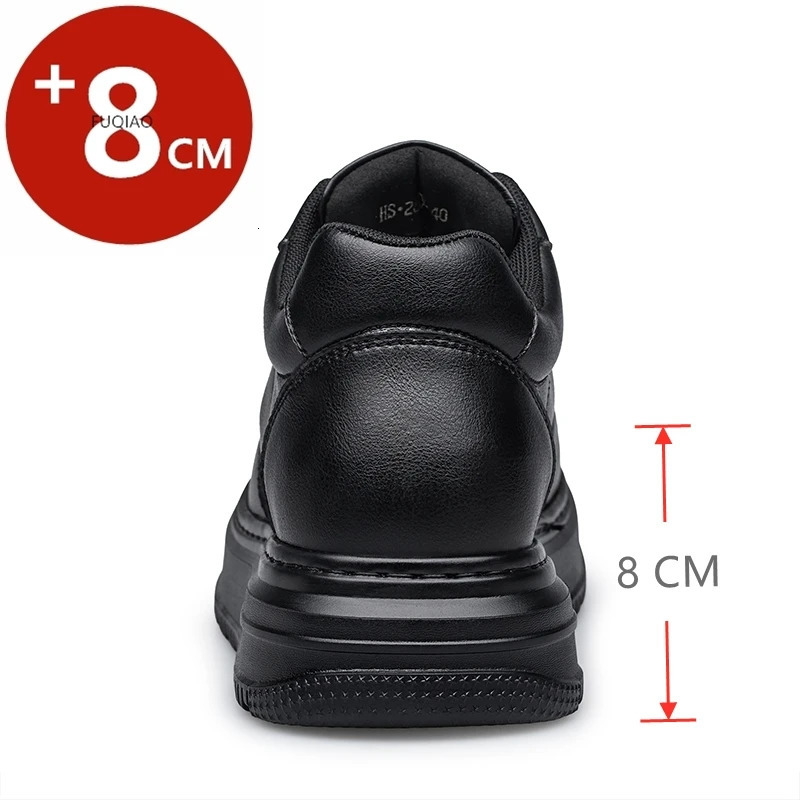 Fashion Leather Elevator Sneakers Men Comfortable Breathable Casual Shoes Height Increase Insole 8cm Lift Men Shoes 260408