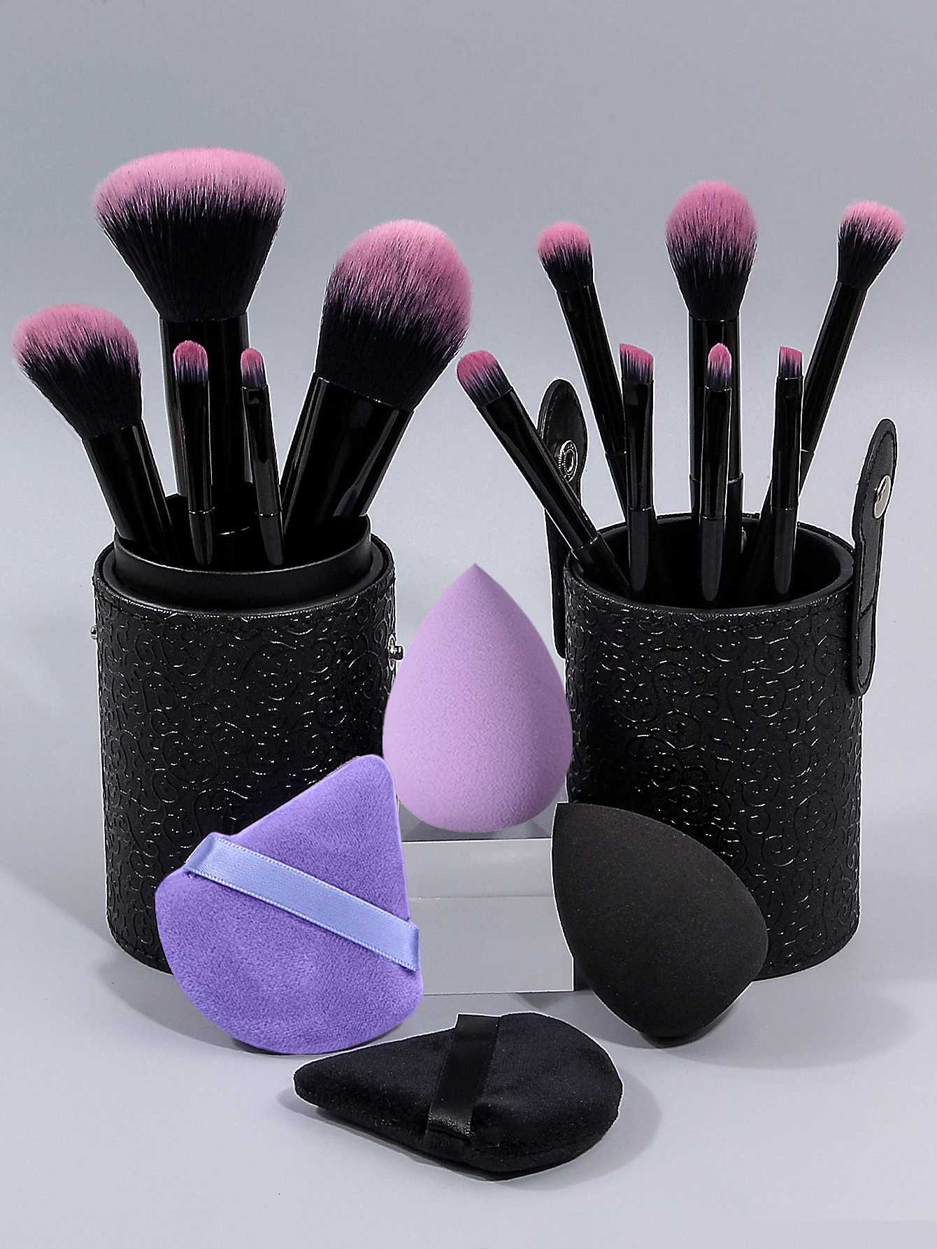 17-piece makeup brush set 12 multi-functional makeup brush sets 4 powder puff beauty eggs makeup brush storage bucket Z260408