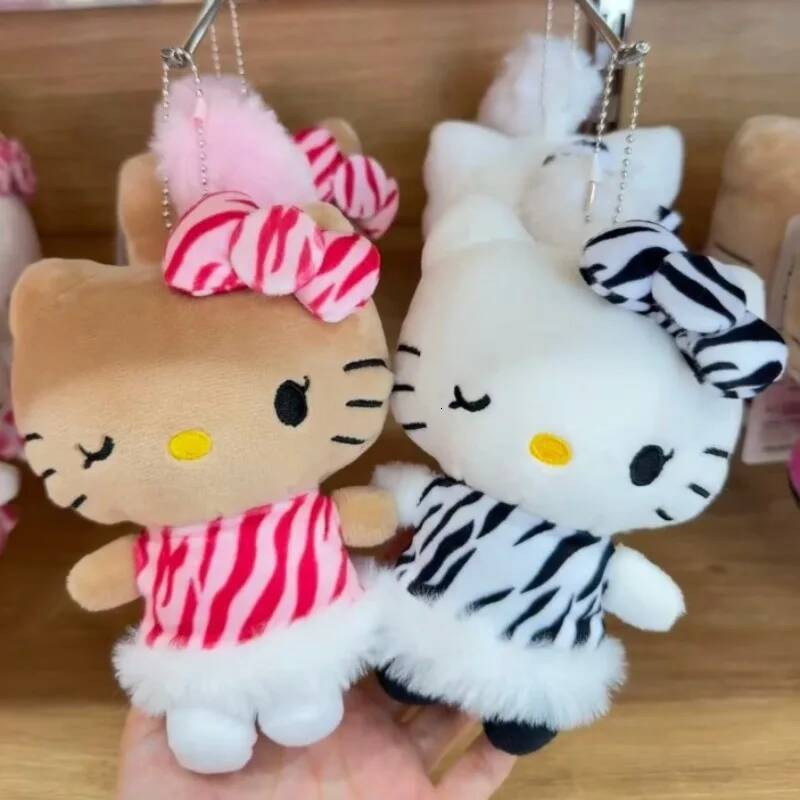 NEW Sanrio Avail Hello Kitty Bikini Long Tail Plush Kawaii Leopard Zebra Print Kt Doll Pendant Kitty Cat Stuffed Toy Bag Charm