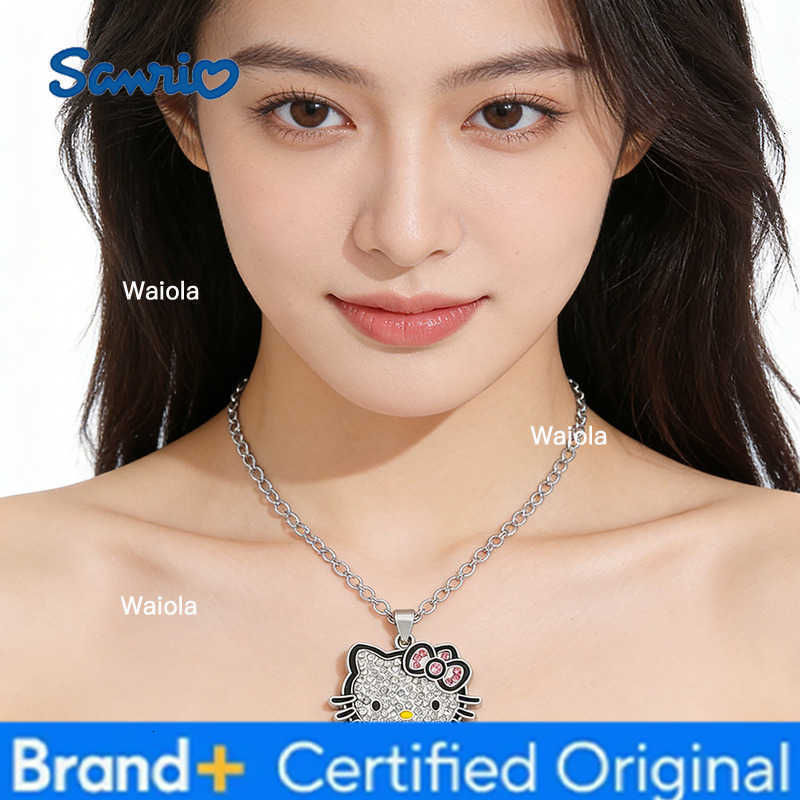 Sanrio Kawaii Hello Kitty Rhinestone Pendant Necklace Cute Cartoon KT Cat Charm Jewelry Gift for Birthday H260408