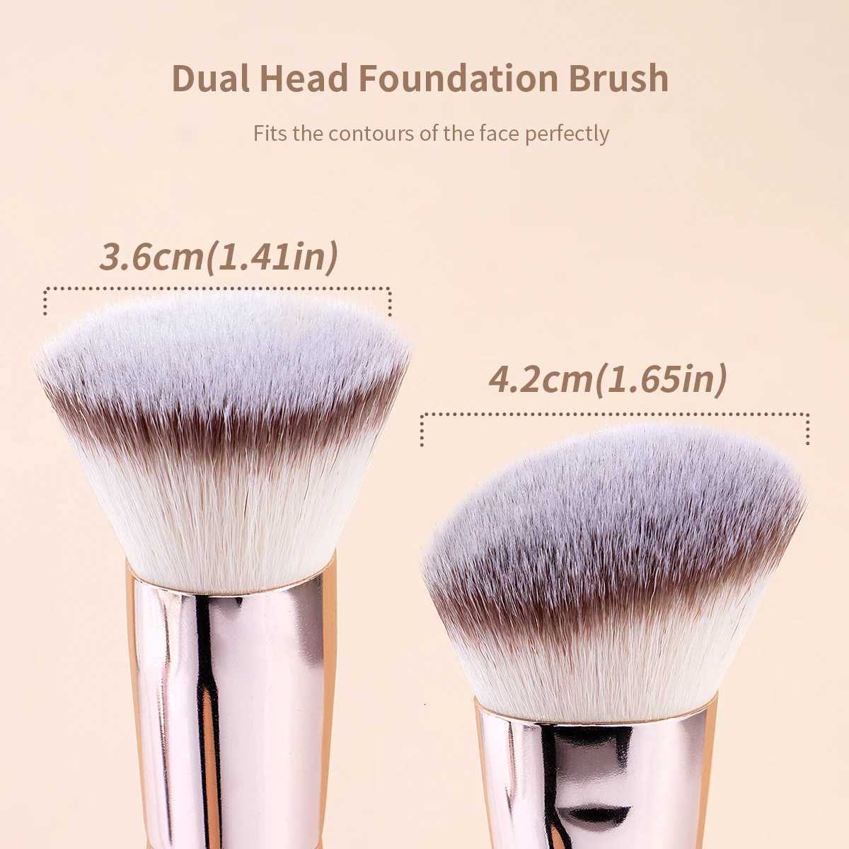 MAANGE 2PCS Foundation Makeup Brush Double-ended Flat/Angle Top Contour Brush for Beauty Blending Liquid Powder Concealer Cream Z260408