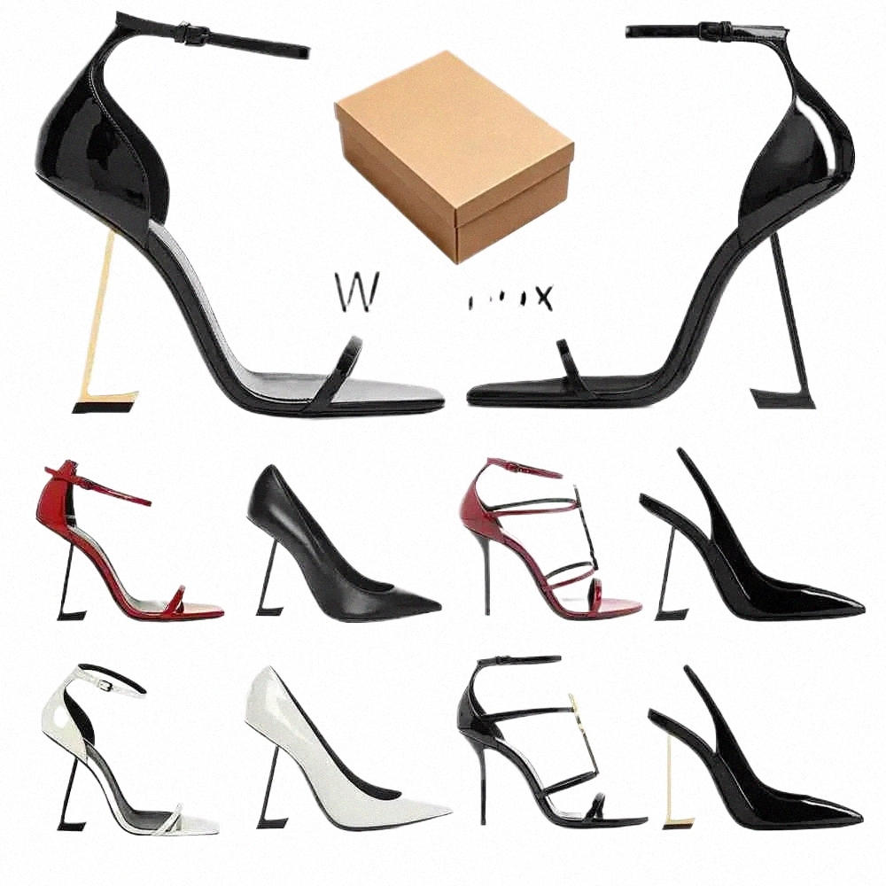 women Mules Dress Shoes High Womens Designer Genuine Leather Pumps Lady Sandals Classic Style Wedding Slingback Heels Black Golden Gold 100mm 97HX#