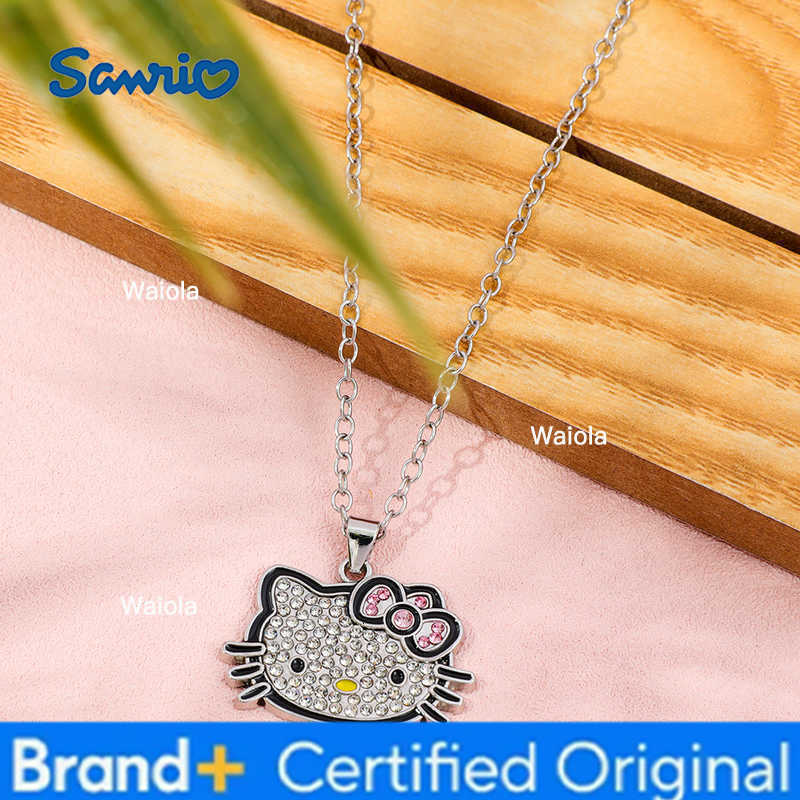 Sanrio Kawaii Hello Kitty Rhinestone Pendant Necklace Cute Cartoon KT Cat Charm Jewelry Gift for Birthday H260408