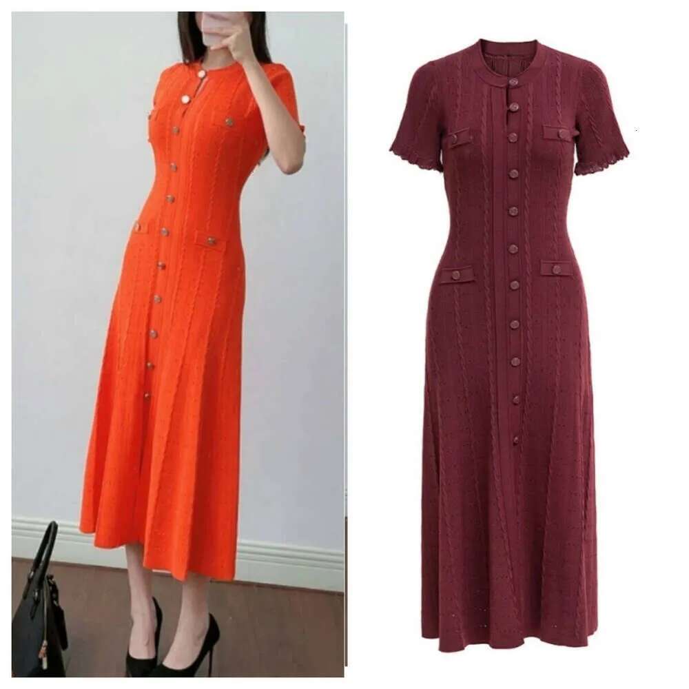 Sandro Dress Frech Designer 2025 Summer Cross-Border Women's Fashion Elegant Slim French Style Sandro Short Sleeve Round Neck Long Knitted Sleeveless Dress 348