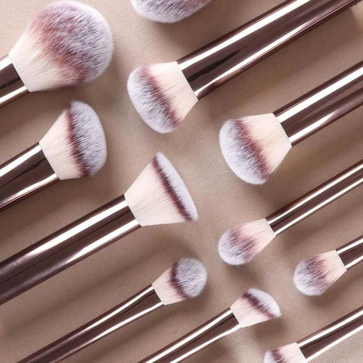 12pcs Professional Makeup Brush Set Incl Eyeshadow Powder Blush Brushes 2pcs Makeup Sponges 1pc Powder Puff Complete Trave Z260408