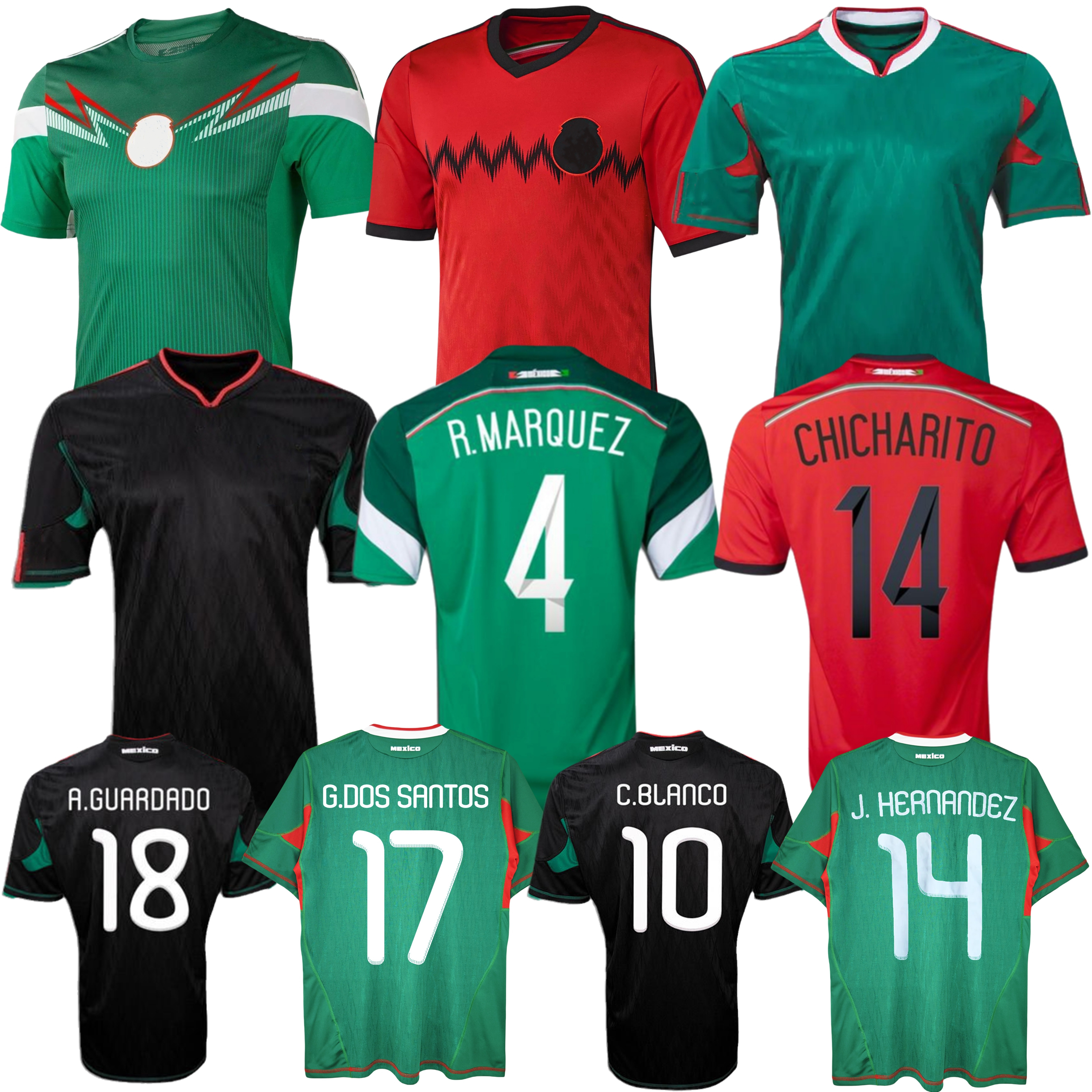 2014 Mexico soccer jerseys LOZANO Gold Cup 2010 retro 10 11 VELA C.BLANCO R.MARQUEZ Chicharito J.HERNANDEZ GIMENEZ G.DOS SANTOS vintage classic football shirt