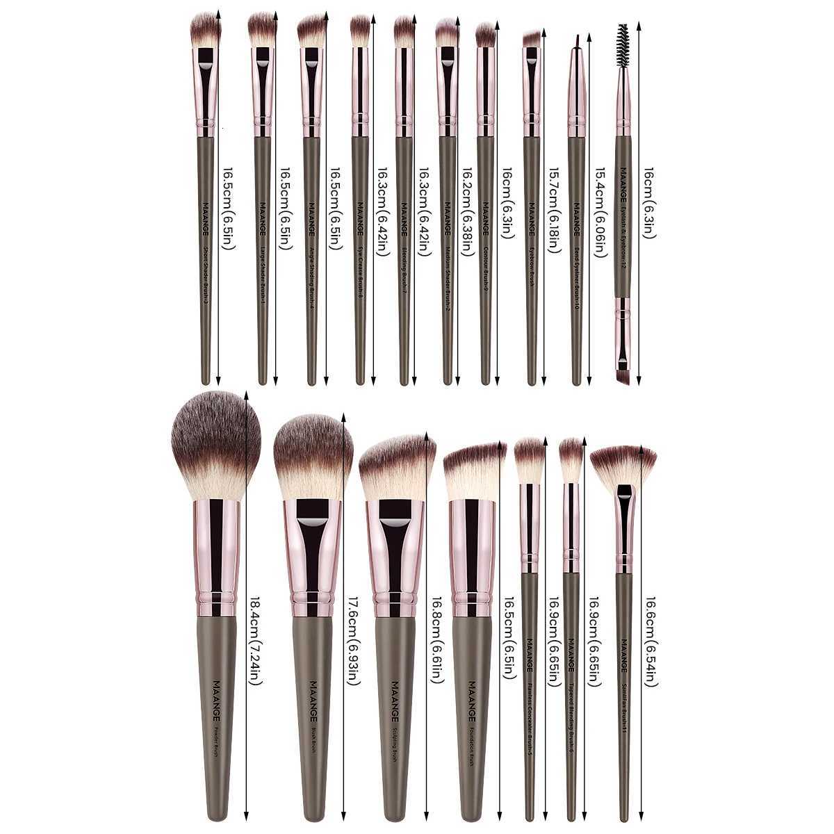 MAANGE 17pcs Professional Makeup Brush Set Foundation Concealers Eye Shadows Powder Blending Kabuki Contour Brushes Beauty Tools Z260408