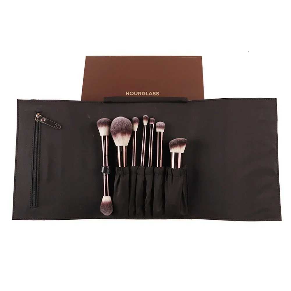 Hourglass Vegan Makeup Brush Set 7pcs High Quality Synthetic Hair Metal Handle Travel Cosmetic Brushes Kit with Pouch Box Z260408