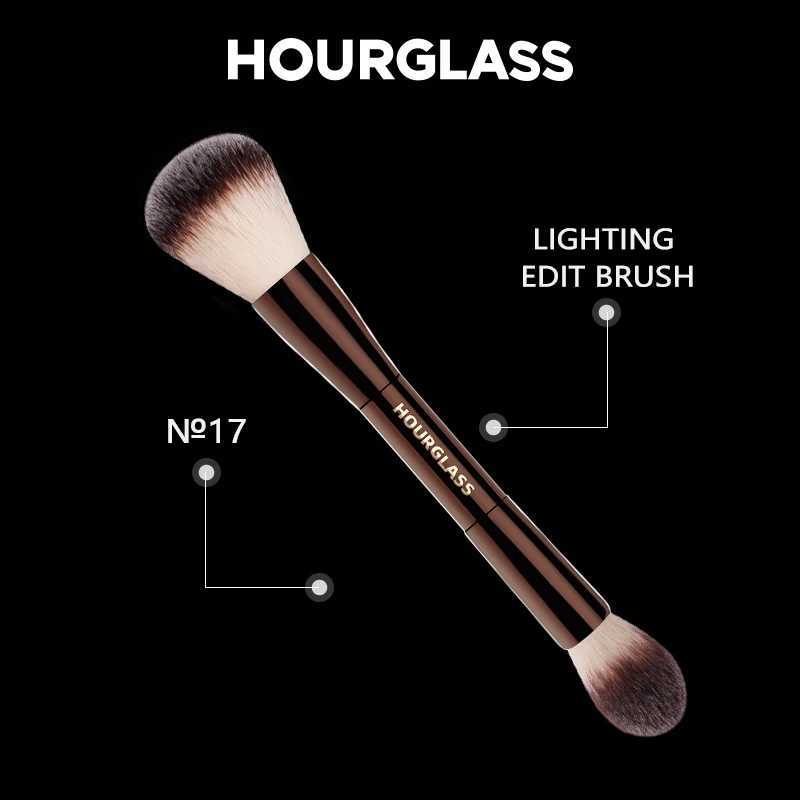 Hourglass Makeup Brush- No17 Lighting Edit Brush Soft Fiber Hair Double Head Highlight Fashion Design Single Face Brush Z260408