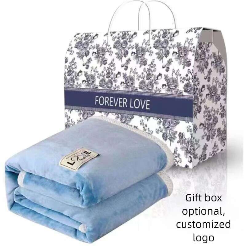 Air Conditioning Milk Velvet Thickened Flannel Blanket Gift Box with Logo Printed