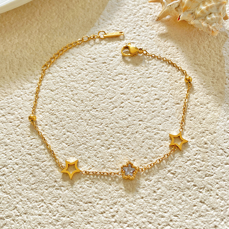 Designer Bracelet - French-style Groove Design - Hollow Flower-shaped Zirconia Beaded Bracelet - High-end And Luxurious - Fashionable And Versatile - Elegant