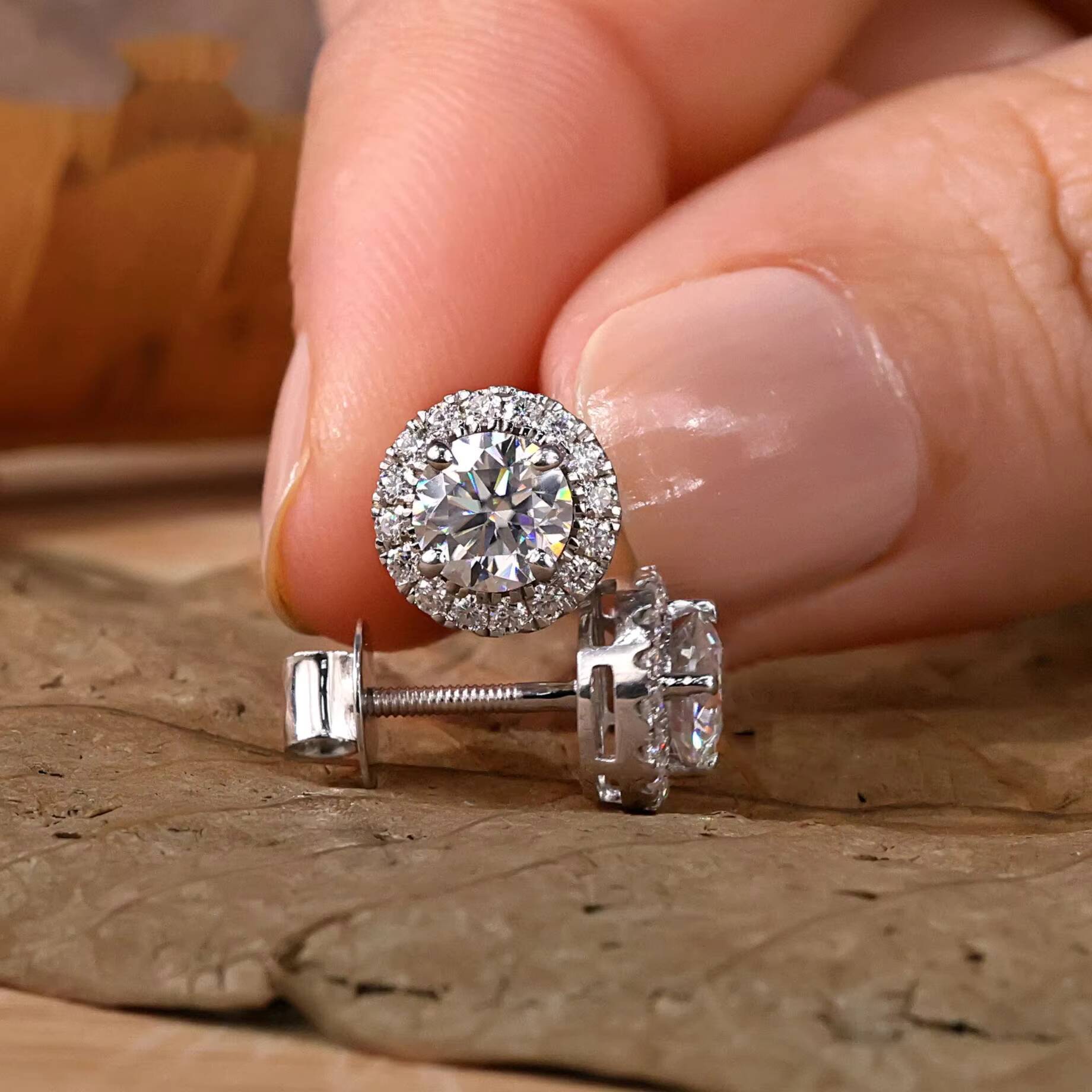 IGI Certified Lab Grown Diamond Halo Earrings Women Man Hot Selling Vvs Lab Created Diamond Flower Earring Fine Jewelry