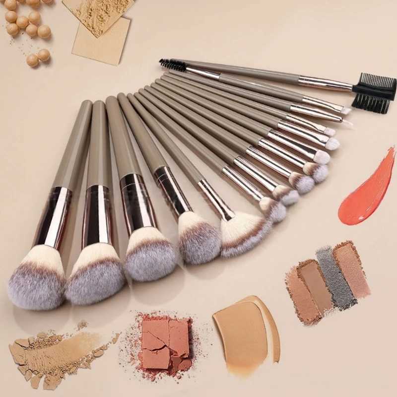 7/15Pcs Professional Cosmetics Makeup Brushes Powder Eye Shadow Foundation Contour Blusher Brown Beauty Tool For Women Z260408