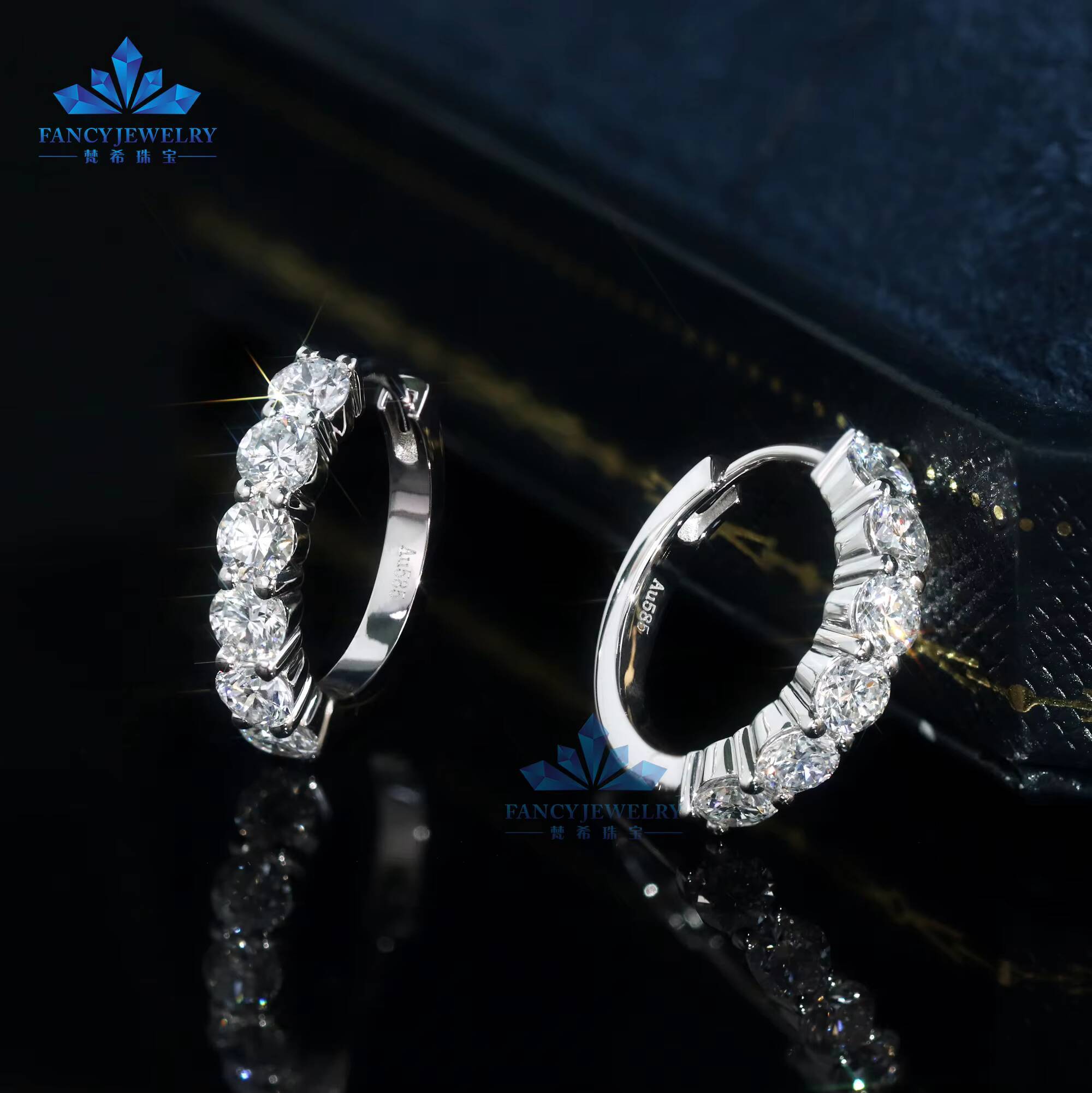 Luxury Earrings with Lab Grown Diamond 3mm Excellent Round Cut 14k 18k Solid Gold Hoop Ear Jewelry Classic Style
