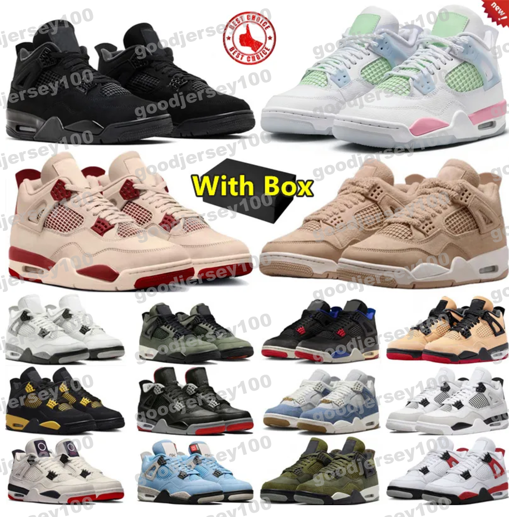 30-49 Oiginal Box Designe 4 Basketball shoes Men Women 4s Sneakes Won Blue Panda Militay Black Cat 2025 Puple Thunde Cool Gey Bed Spots Mens Taines