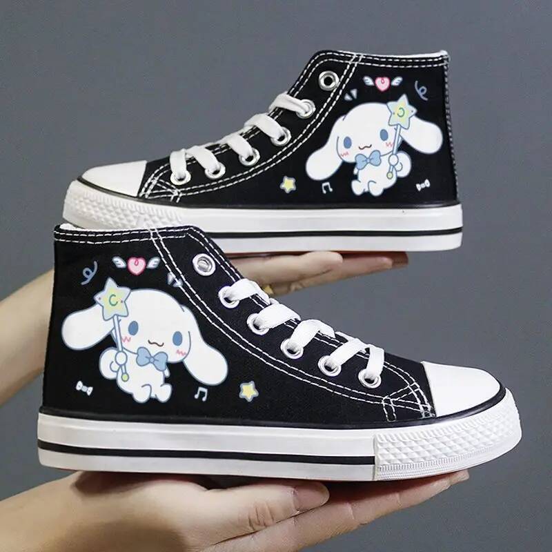 Sanrioed Cute Cinnamoroll Canvas 2024 New Cartoon Kuromi Versatile Board Kawaii Hello Kittys Shoes for Women