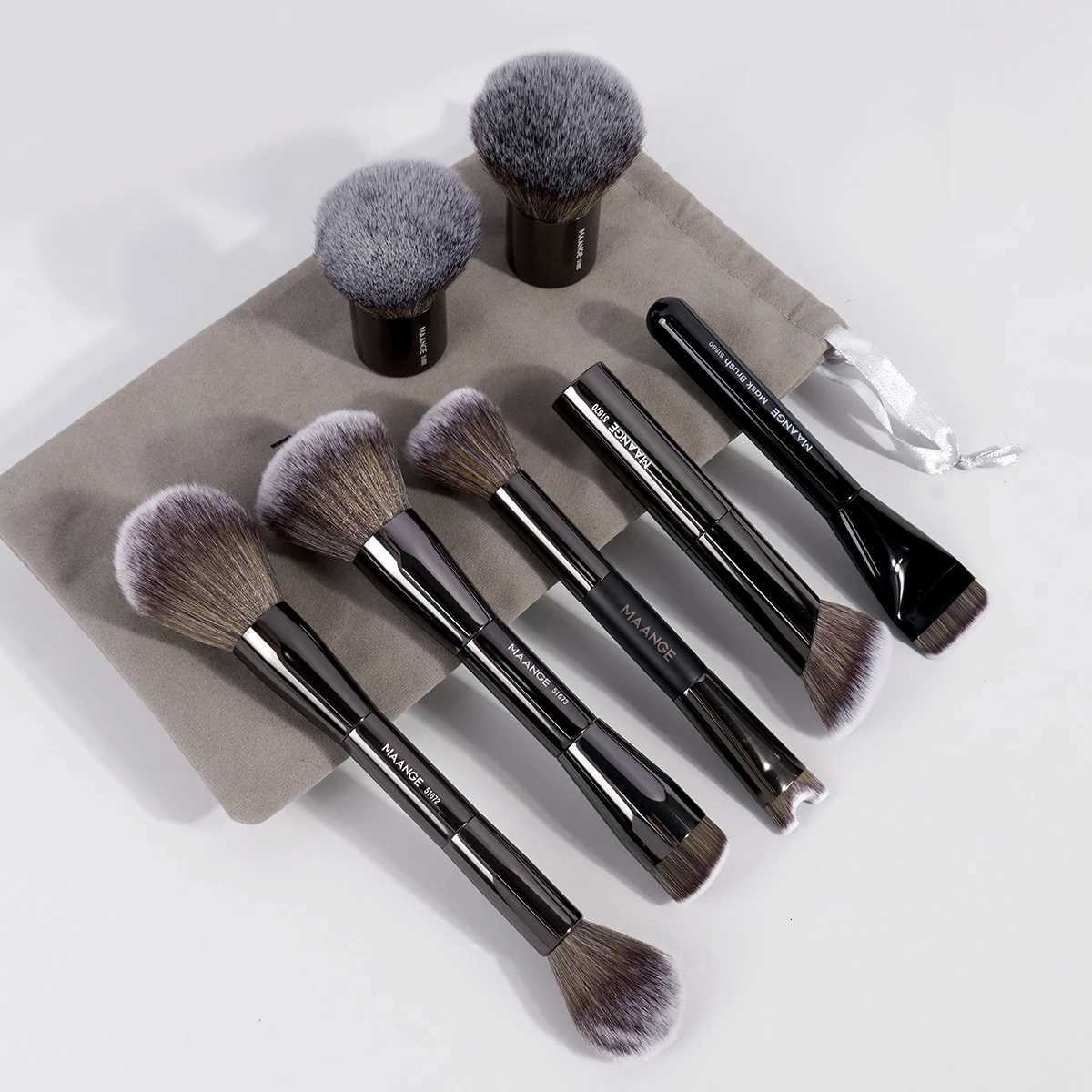 MAANGE 7pcs/set Flawless Makeup Brush Double Ended Foundation Brush for Blending Liquid Cream Powder Soft Dense Hair Makeup Tool Z260408