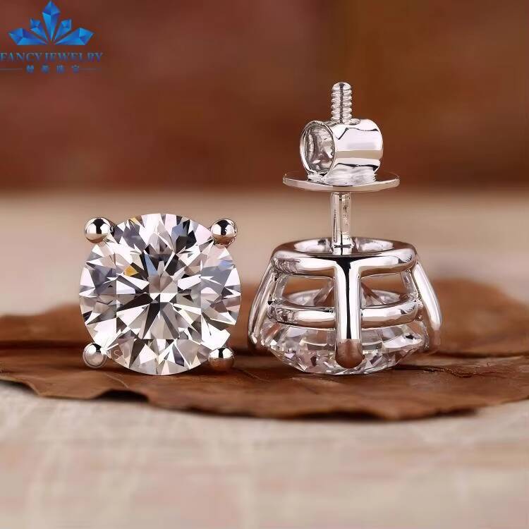 GIA IGI Certified HPHT CVD Lab Grown Created Diamond 1 2 3 Carat 10k 14k 18k Solid Gold 4 Prong Earrings Stud Lab Grown Studs