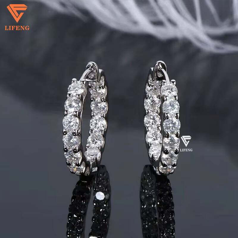 Custom Iced Out Diamond Hoop Earrings 925 Sterling Silver VVS Moissanite Earrings Wholesale Bulk Elegant Womens Fashion Jewelry