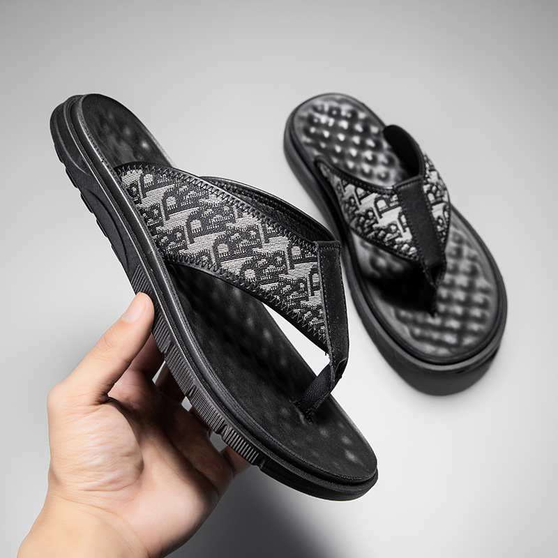 Men's Slippers Summer Slip-On Sandals Casual Unisex Thong Slippers Outdoor Wearable Clog Footwear Breathable Canvas Slippers