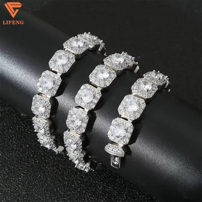 Newly 5mm square Tennis Chain 925 Sterling Silver baguette Cut DVVS Moissamite Diamond Tennis Bracelet Necklace Custom Jewelry
