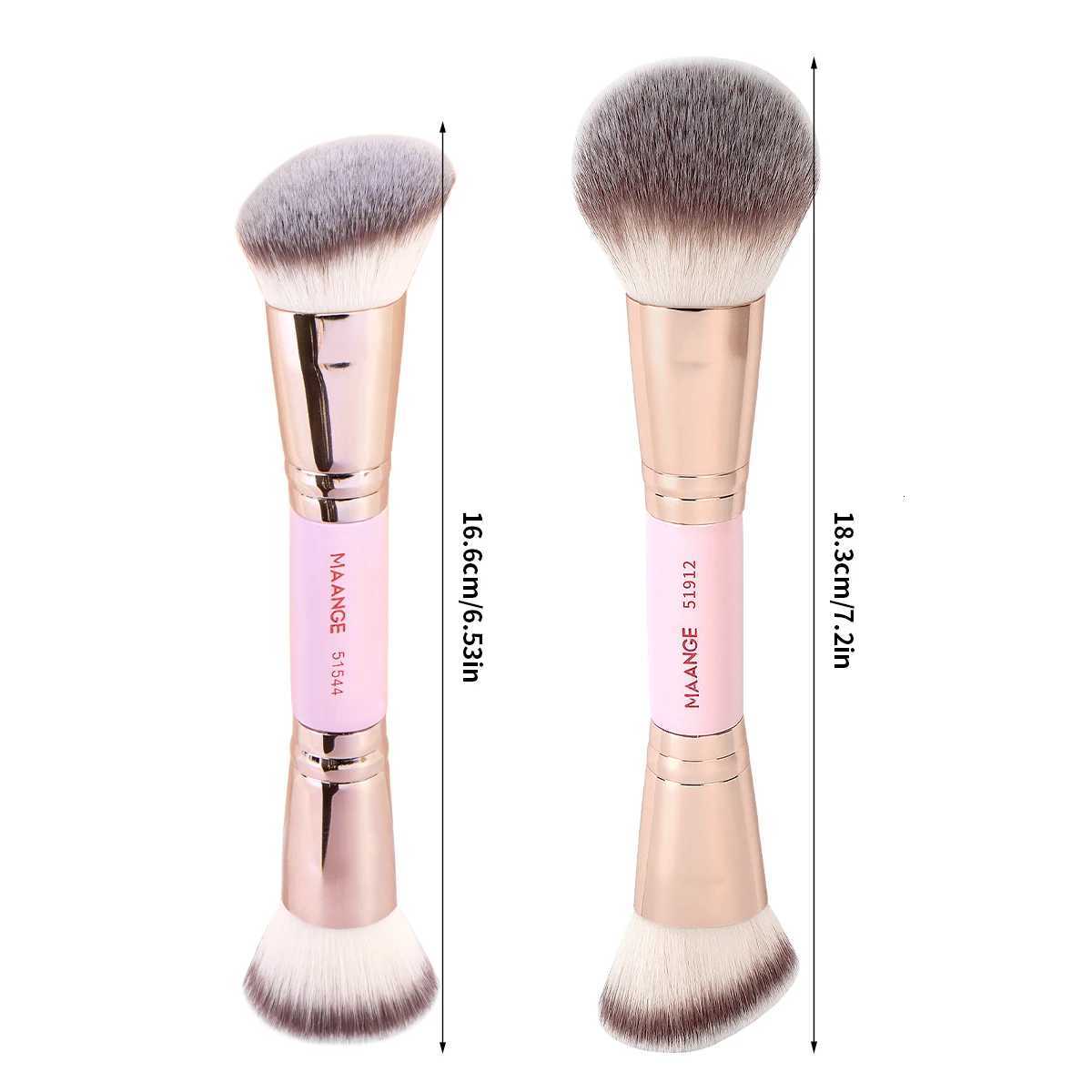 MAANGE 2PCS Foundation Makeup Brush Double-ended Flat/Angle Top Contour Brush for Beauty Blending Liquid Powder Concealer Cream Z260408