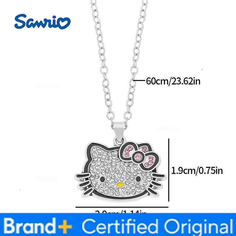 Sanrio Kawaii Hello Kitty Rhinestone Pendant Necklace Cute Cartoon KT Cat Charm Jewelry Gift for Birthday H260408